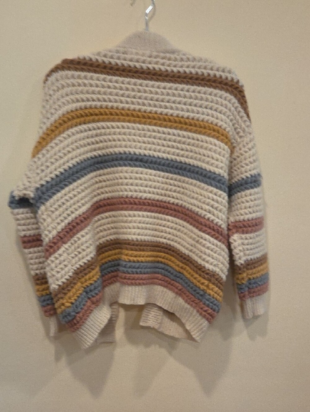 Altar'd State Cream Open-Front Striped Chunky Cardigan - Picture 10 of 10